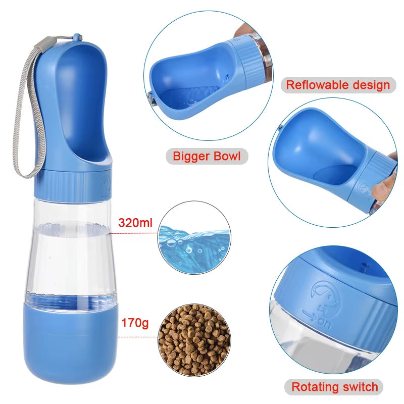 Tragbare Hundewasserflasche Mit Lebensmittelbehälter, Reise-2-In-1-Wasserspender Für Haustiere Für Kleine Und Große Hunde, Katzen-Labrador-Trinknäpfe