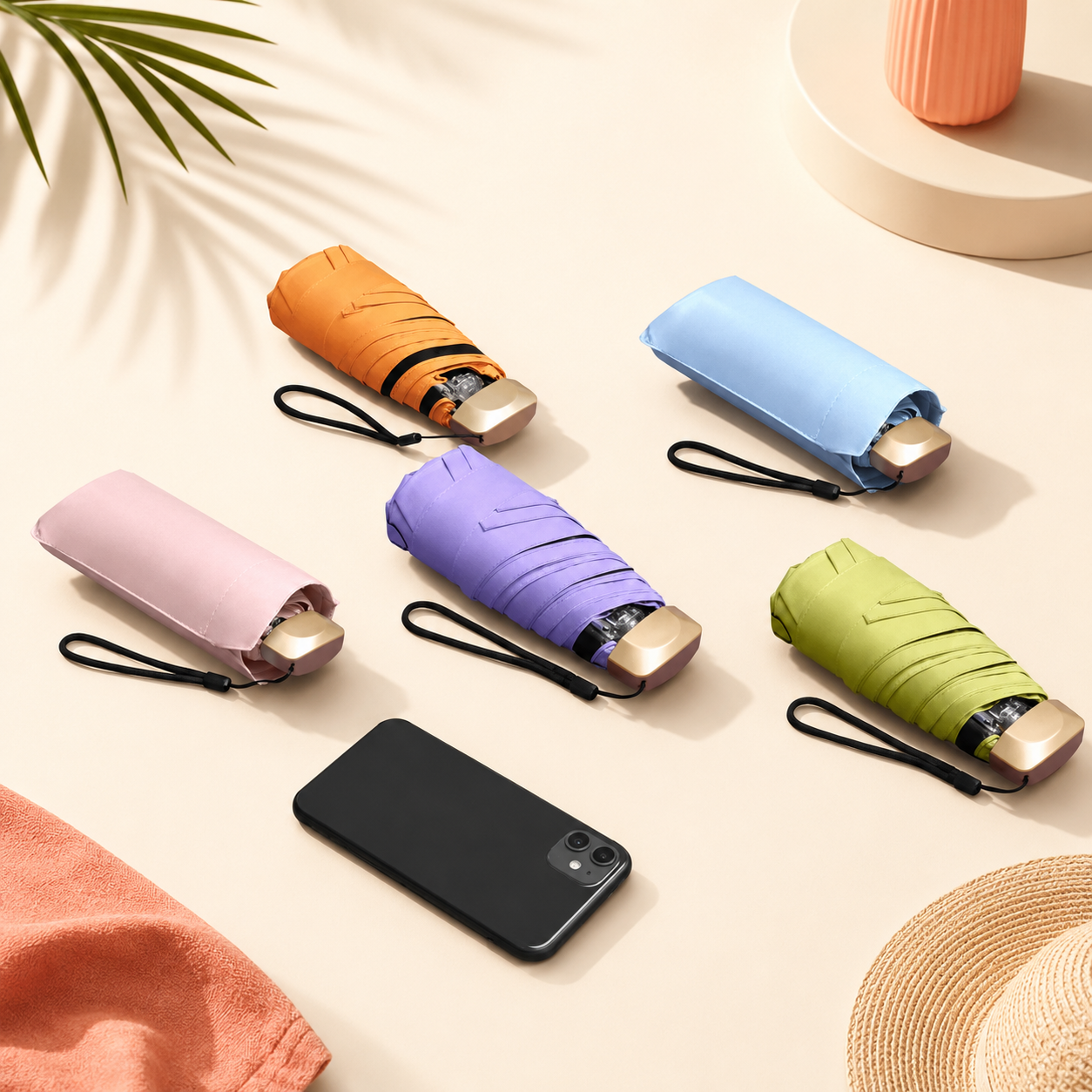 SOMMERLIEB Mini-Taschenschirm – UV-Schutz, faltbar für Sonne & Regen