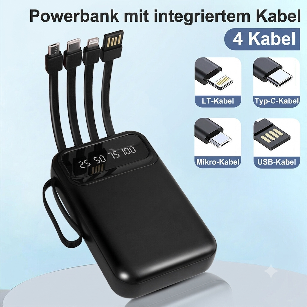 Premium Powerbank Schwarz – Lädt 5 Geräte gleichzeitig