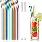 Glasstrohhalme 8er-Set – wiederverwendbare Trinkhalme für Sommer-Drinks & Cocktails