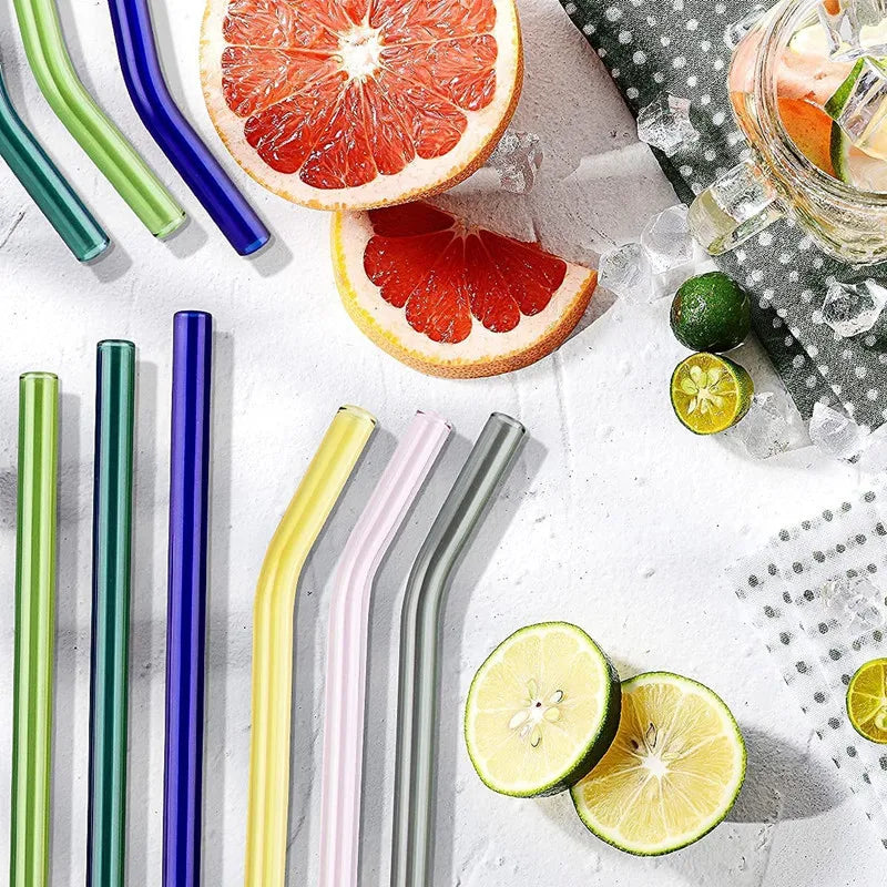 Glasstrohhalme 8er-Set – wiederverwendbare Trinkhalme für Sommer-Drinks & Cocktails
