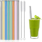 Glasstrohhalme 8er-Set – wiederverwendbare Trinkhalme für Sommer-Drinks & Cocktails